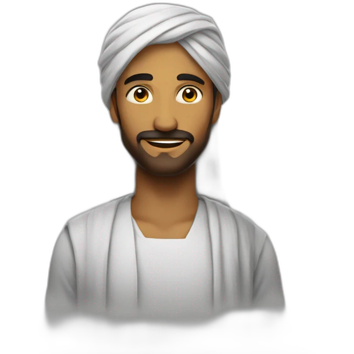 رجل شعره ازرق فاتح يلبس قناع emoji