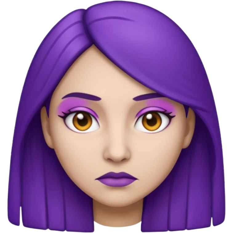 emoji of a racially ambiguous woman, who looks serious. no skin color please. use a color. emoji