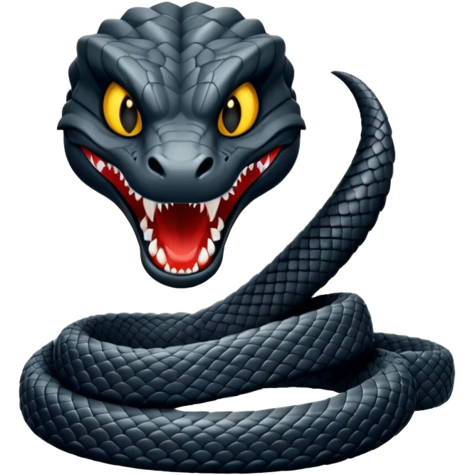 full body of black viper with fangs, front face  emoji