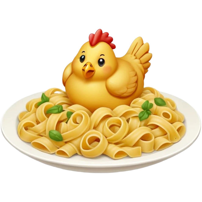 Chicken eating pasta  emoji