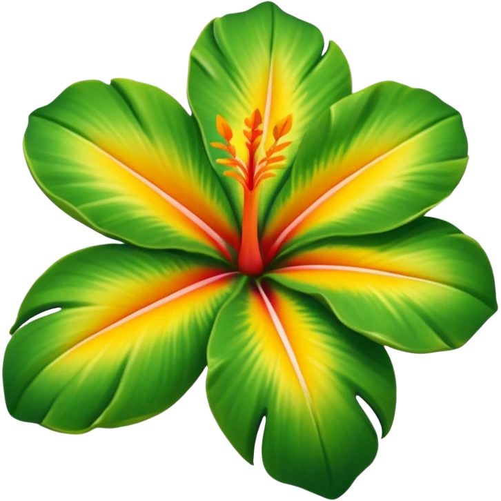 Oversized ultra detailed,  vibrant, isolated, rendering of a tropical flower with green soft petals  emoji