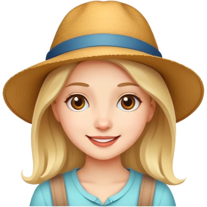 girl with a hat, cheerful expression emoji