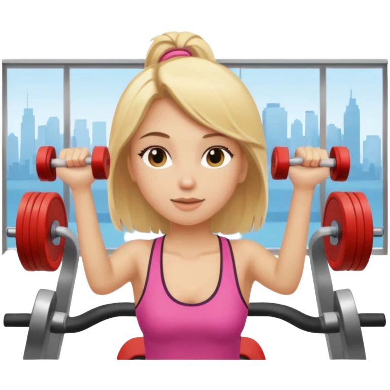 a young girl with blonde hair is exercising in the gym emoji