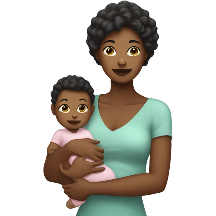 1 short-haired Black woman with baby. emoji