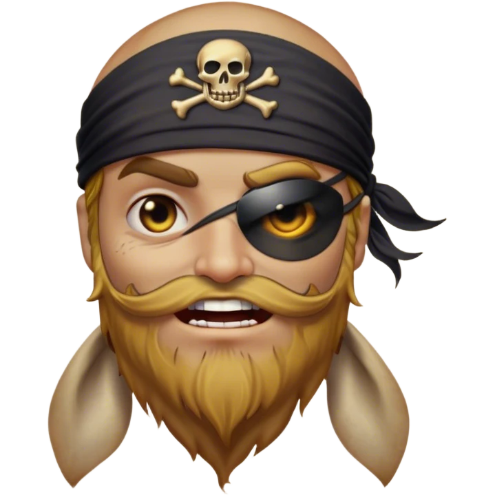 Clash of Clans aesthetic Comical Pirate Portrait Emoji, Head tilted dramatically with an exaggerated, fun expression and wide, comically expressive eyes behind a quirky eye patch, featuring a rugged yet cartoonish build with a playful bandana and natural skin tone, Simplified yet hilariously expressive features, highly detailed, glowing with a slightly sassy oceanic glow, high shine, dramatic yet playful, stylized with an air of cheeky maritime mischief, soft glowing outline, capturing the essence of a meme-worthy pirate who brings humor to epic quests! emoji