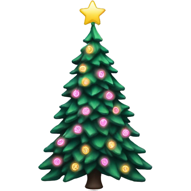 Green New year tree with pink lights emoji
