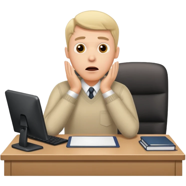 A white man sits at his desk in shock. emoji