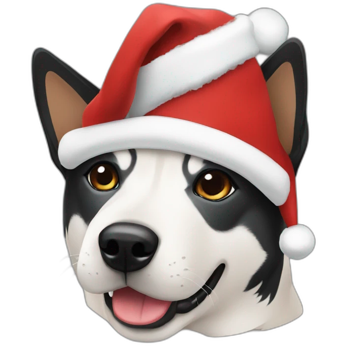 Black shiba wear Christmas cap emoji