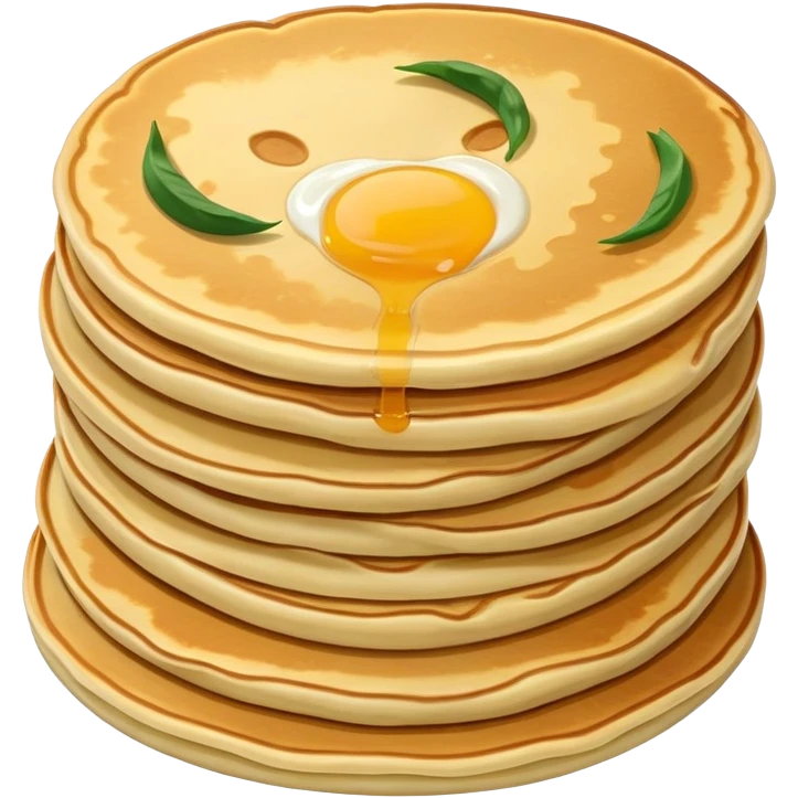 Shanghai Cong You Bing scallion pancake with visible layers, simplified emoji style with bold outlines and bright colors, cartoon style fried breakfast snack emoji