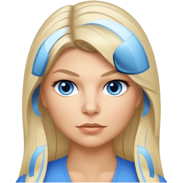 Fergie with blue eyes, long light blonde hair emoji