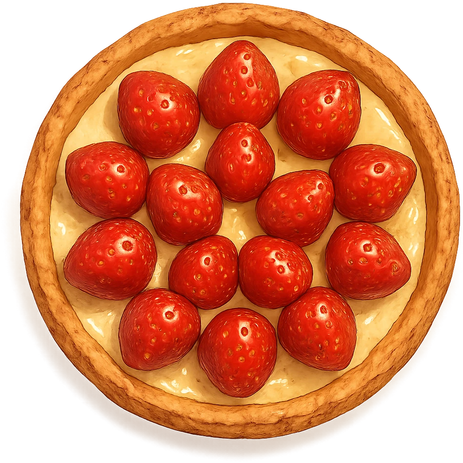 strawberry tart seen from above, realistic ghibli style emoji