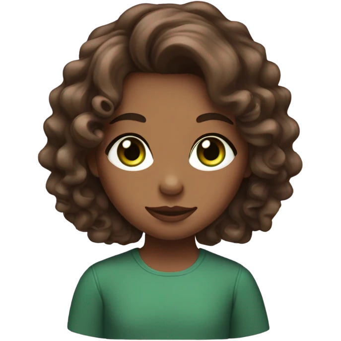 girl which pretty lashes pretty green eyes and brown wavy mid long hair emoji