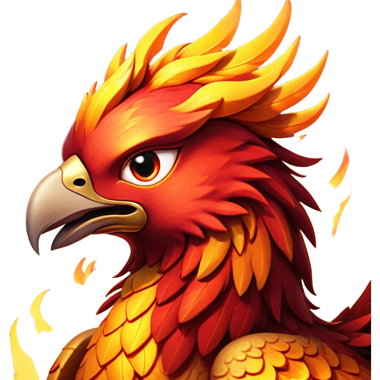 Cinematic Battle-Hardened Mystical Fire Phoenix Portrait Emoji, head tilted dramatically with a defiant, almost mocking smirk. Featuring a striking, rugged form with intensely scarred, flame-scorched feathers and eyes that burn with warrior-like fury, this phoenix embodies unapologetic badassery. Rendered with vibrant, lifelike textures and dynamic, contrasting shadows, high shine, and a bold soft glowing outline, it captures the essence of a phoenix ready to rise and scorch any challenge with battle-hardened might. emoji