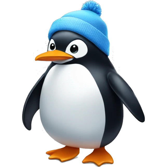 Penguin wearing blue winter hat emoji