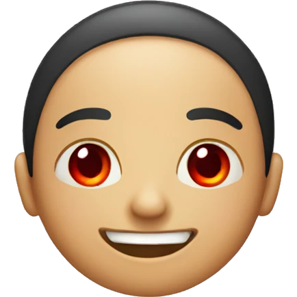 Person with red eyes smiling emoji