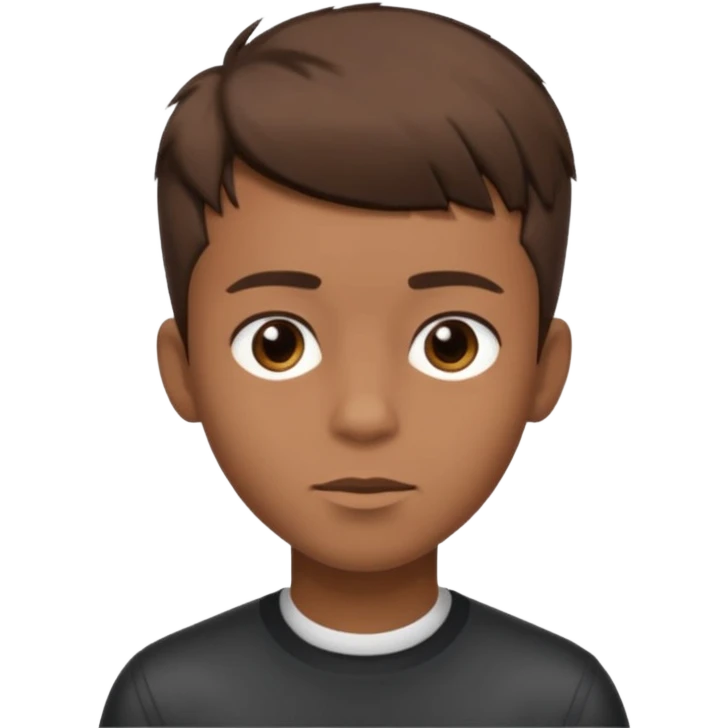 create a fringe haircut boy with a brown hair with hair little up more looking like quiff hairstyle but its going straight not on sid, it need to go on forhead in that direction emoji