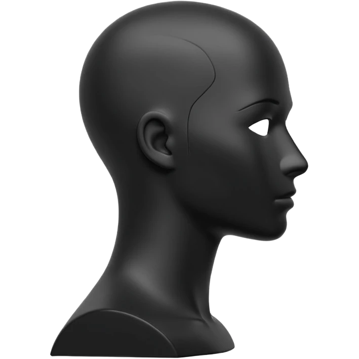 Minimalistic flat vector icon, iOS style, thin black contour on white background. Matte black mannequin in profile in 3D monochrome style. emoji
