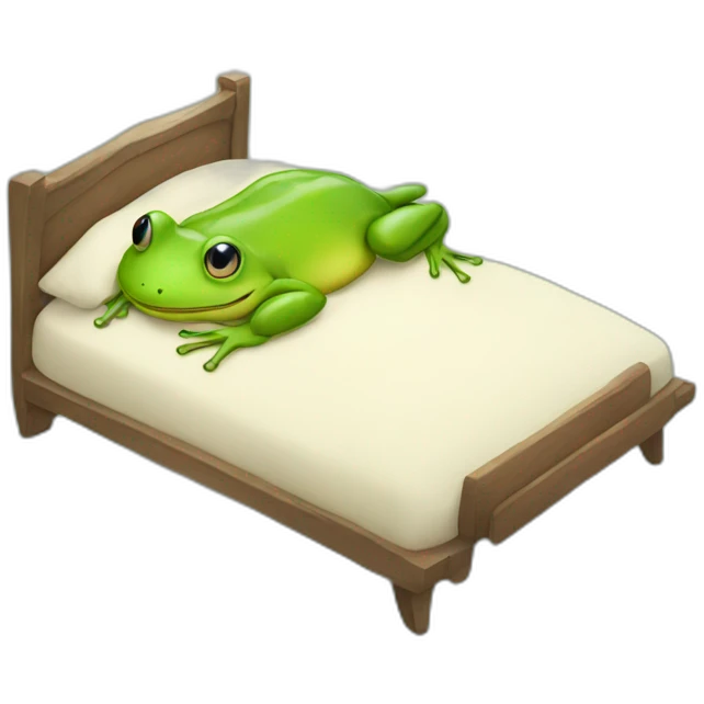 Frog+sleep are bed+happy emoji