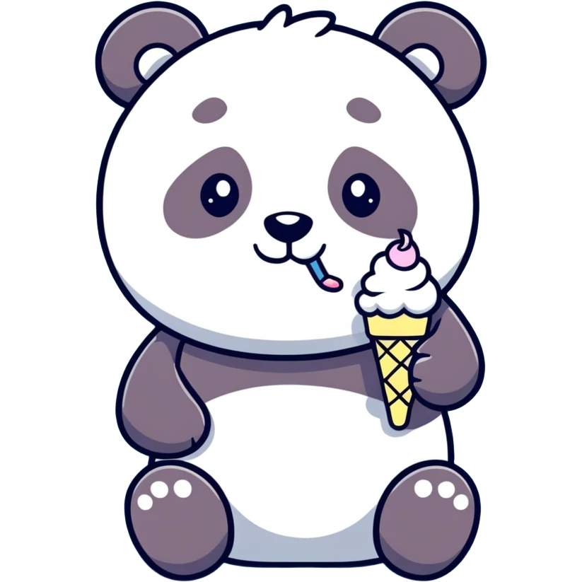 Panda eating ice cream emoji