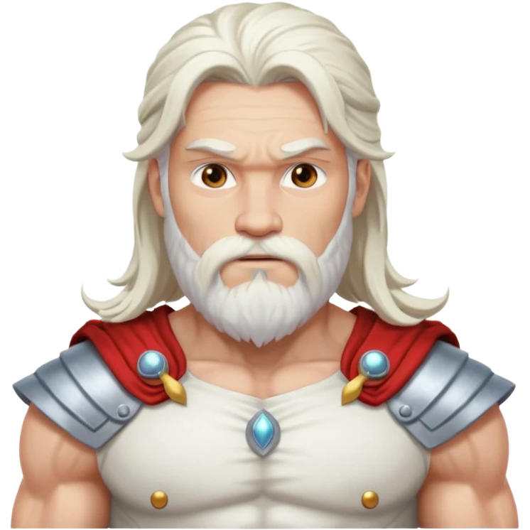 Jupiter, God of Thunder from Gods and Goddesses with long white hair and beard, white outfit emoji