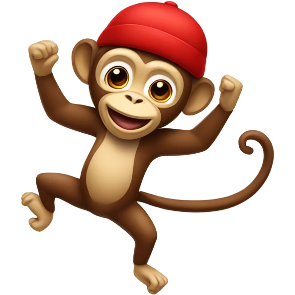 Dancing monkey with a red cap and red dangry  emoji