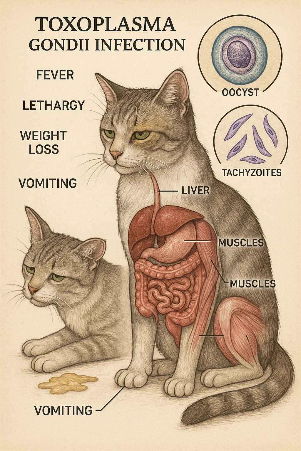 Toxoplasma gondii, infetta gatto in italiano con sintomi e anatomia emoji