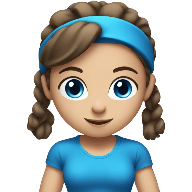 Girl lifting weights, brown hair and bright blue eyes  emoji