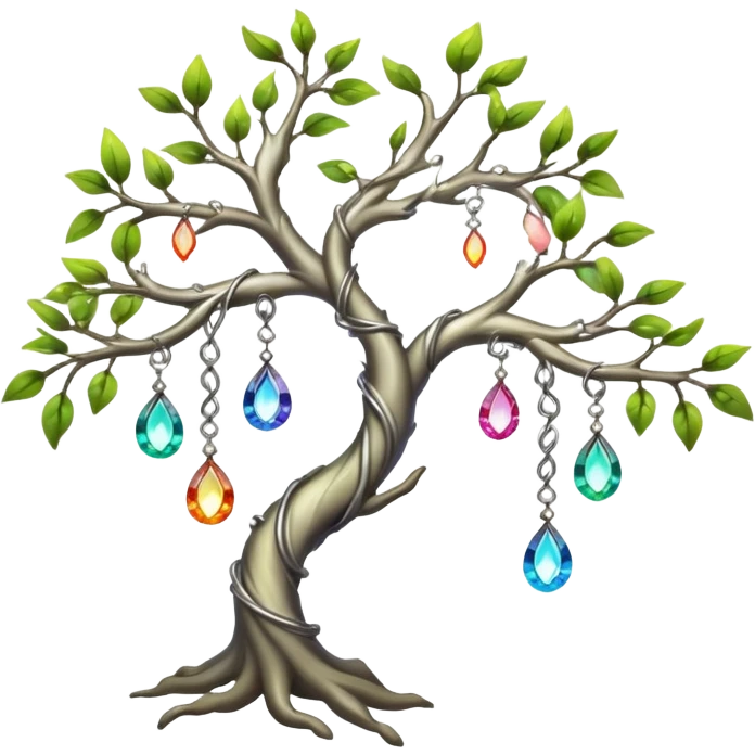 mystical branch with dangling earrings and tiny lights emoji