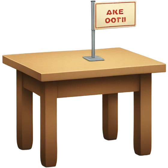 A table with a sign tag on it. emoji