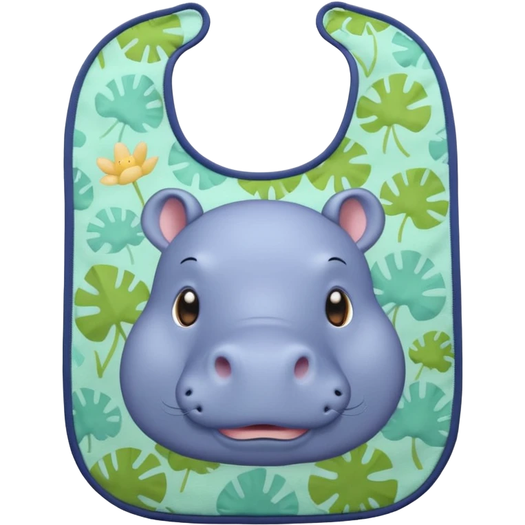 Green bib cute hippo pattern emoji
