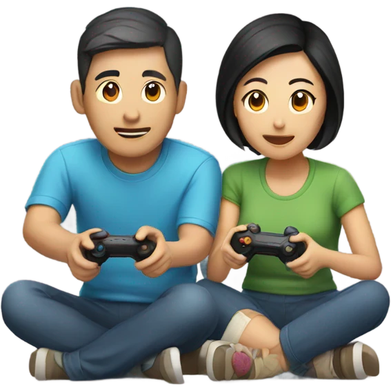 Asian Couple playing video games emoji