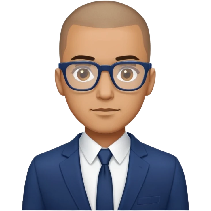 Buzz cut Latino with rectangular glasses and dark blue suit  emoji