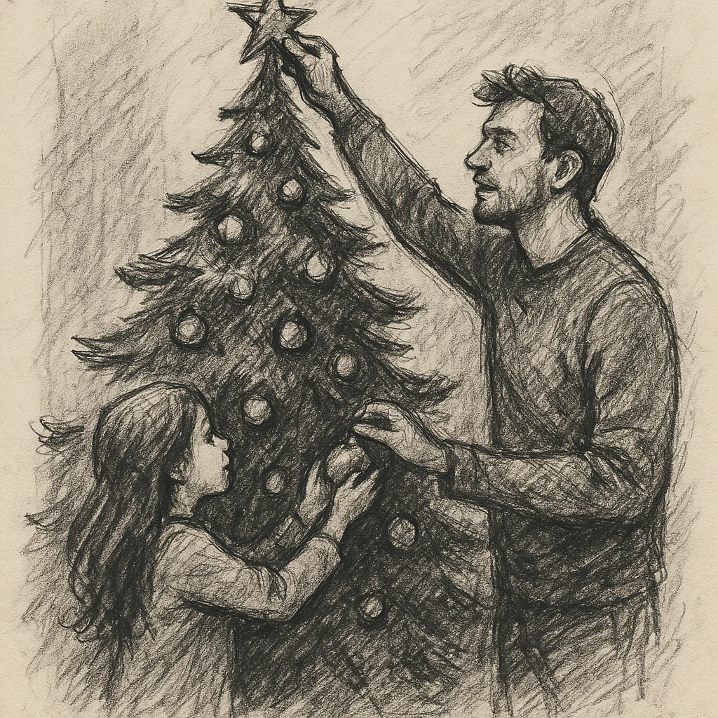 people decorating a Christmas tree emoji