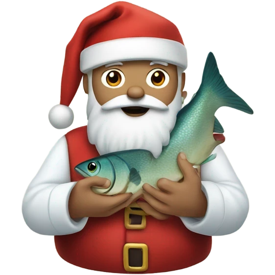 Santa with fish in his hands  emoji