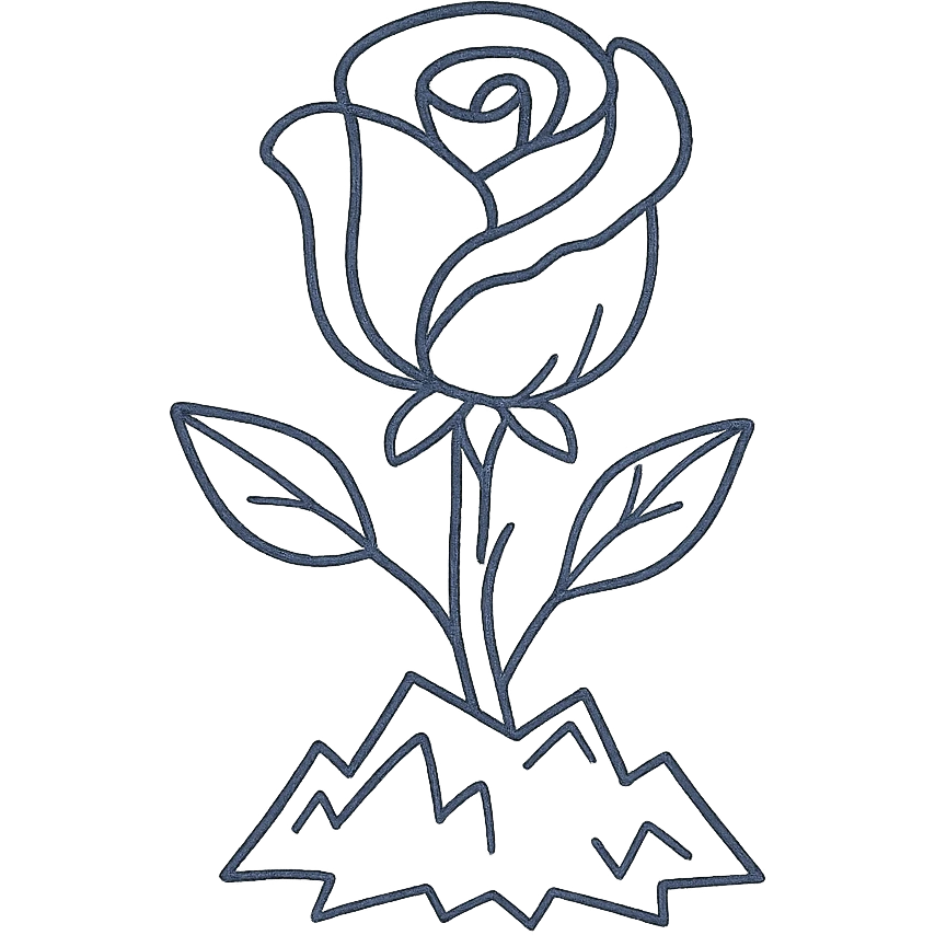 blue icy rose, hand drawn icon style, no fill emoji