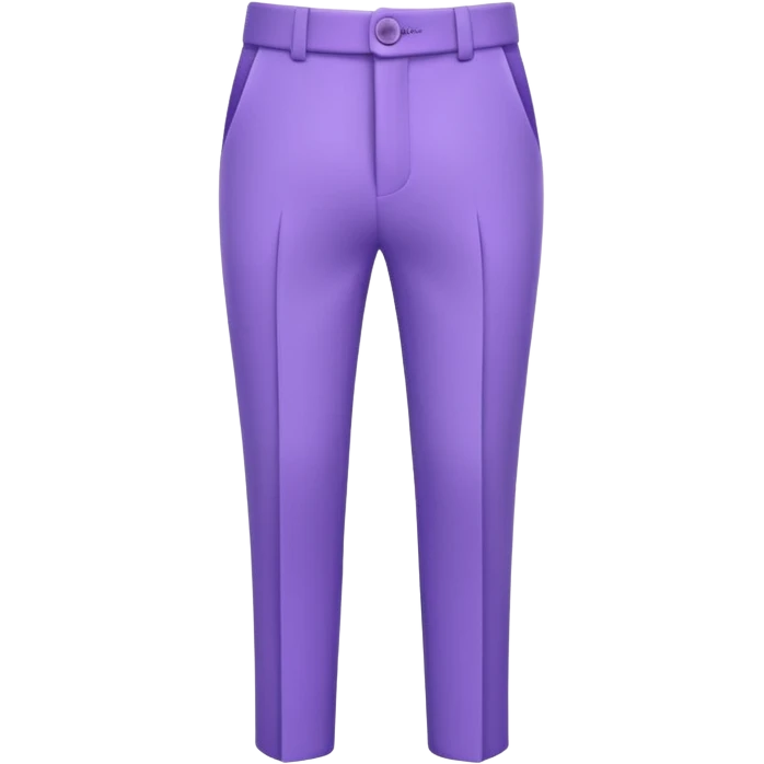 A 3D cartoon lavender-purple formal pant with visible seams and buttons, soft shading, isolated plain background, Memoji-style. emoji