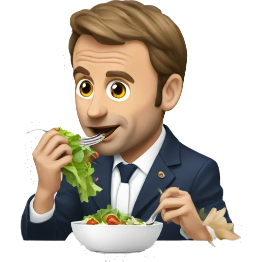 Emanuel macron eating a salad emoji