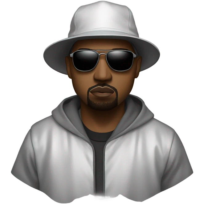 Kanye west wearing an aldies hat with hazmat clothes on emoji