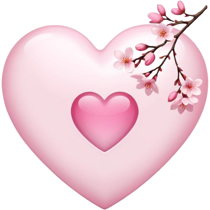 white heart with sakura branch emoji