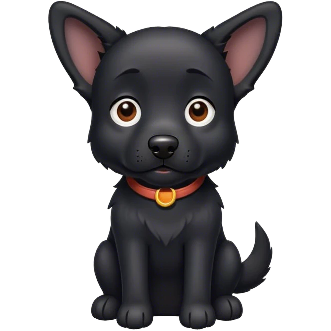 Black dog one ear up one ear down emoji