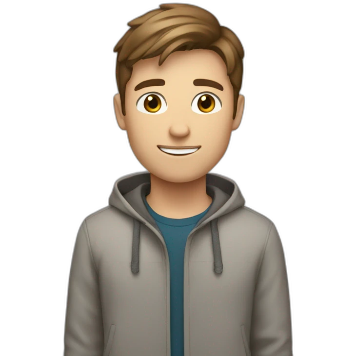 a white male student with VERY VERY VERY 1 cm short brown hair  emoji