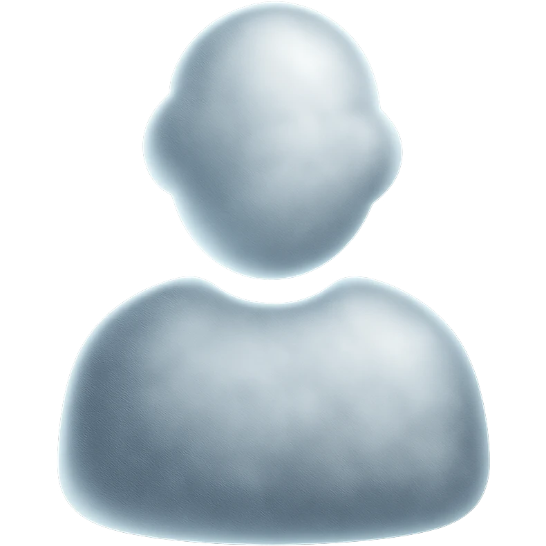 half-figure person made of white convex fluffy clouds, matte glass style emoji