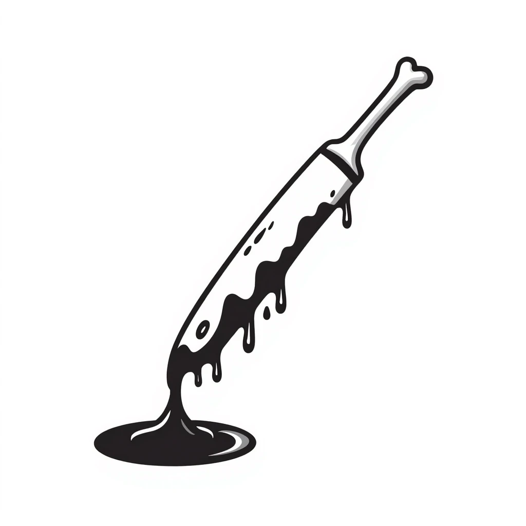 a bloody knife with blood drops, hand drawn doodle style emoji