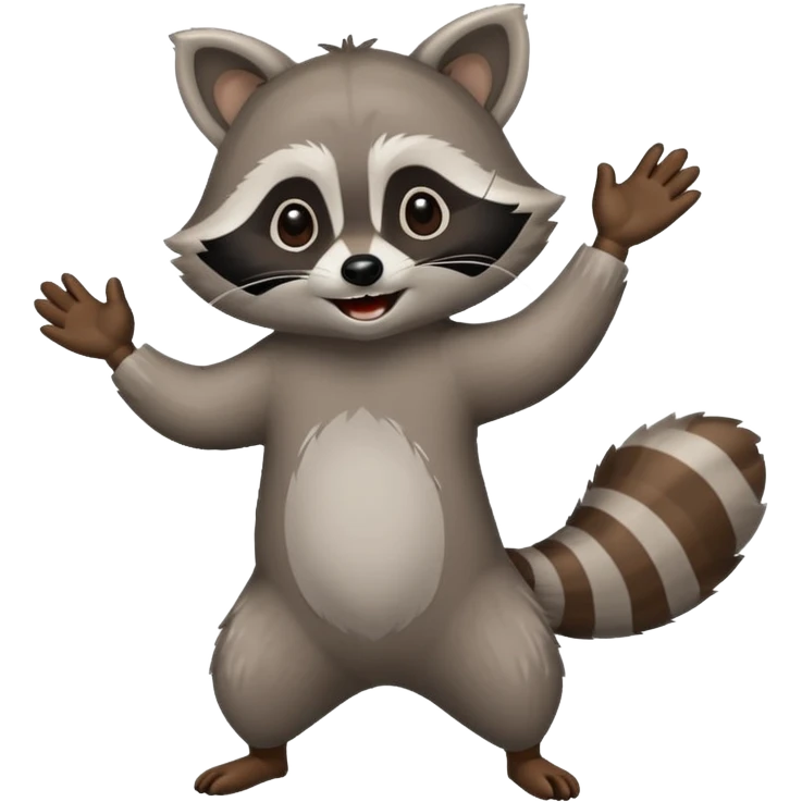 a full body raccoon celebrating / dancing  emoji
