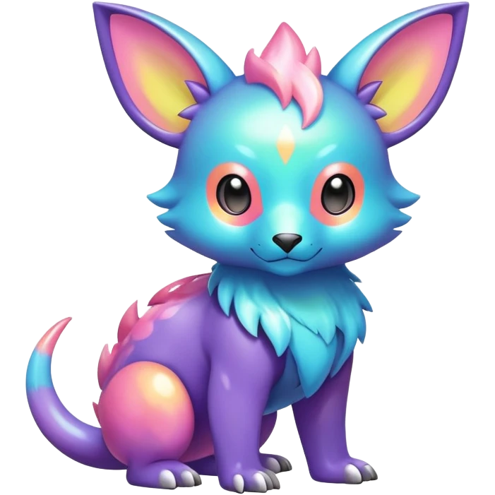 Cute cool shiny dark pastel colorful animal hybrid Fakemon full body emoji