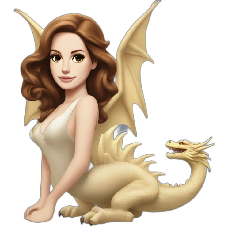 Lana Del Rey on the back of a dragon emoji