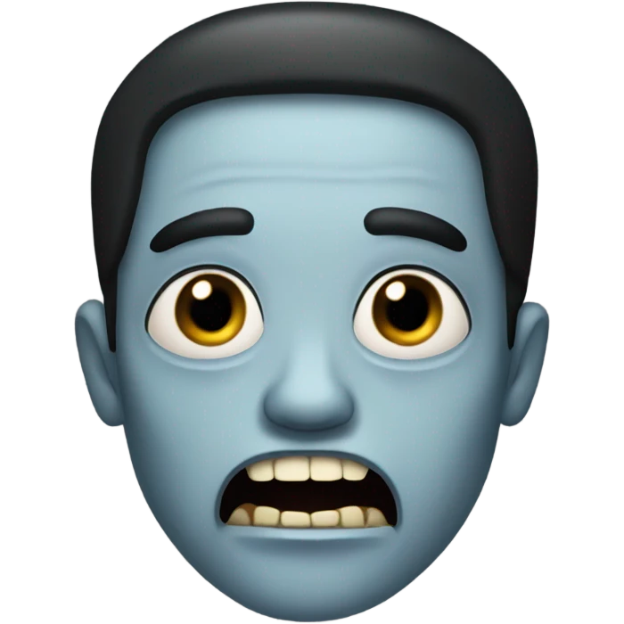 zumbi, black hair, dark eyes, big mouth and shot hair straight emoji