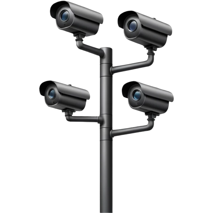 Multiple CCTV cameras on a pole in black  emoji