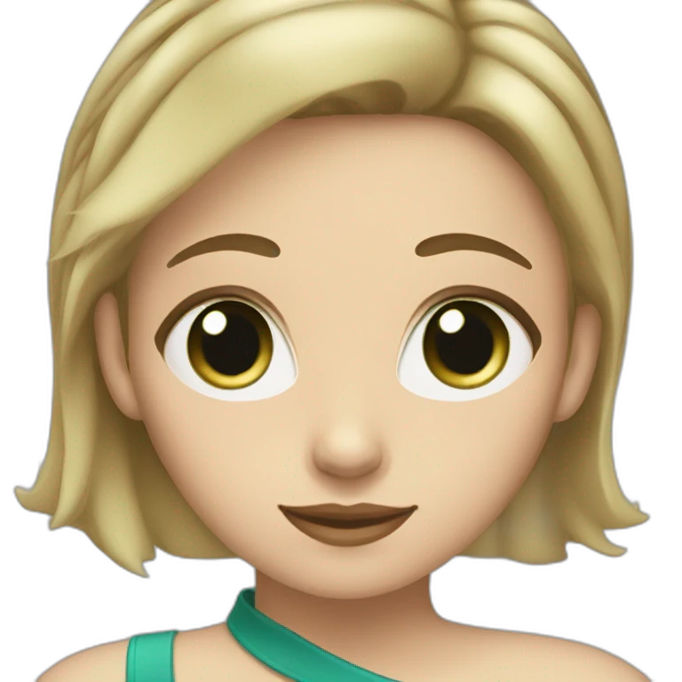Blonde woman with short hair blue green eyes with one dark tortoise shell cat emoji