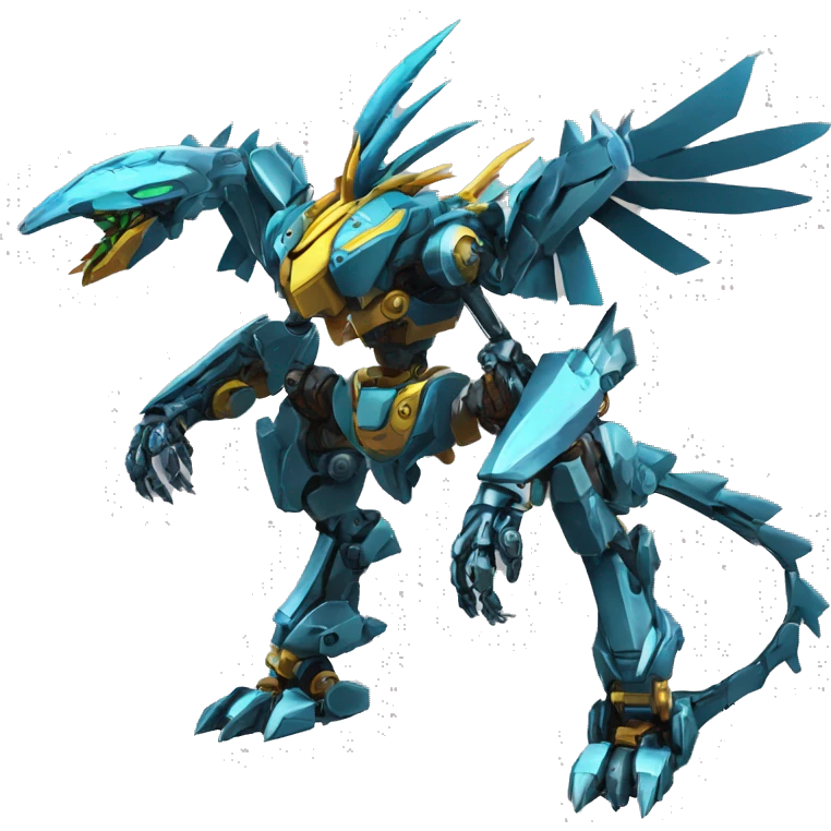 futuristic mechanical spiky Medabot-raptor-dragon-Bionicle-mecha full body emoji